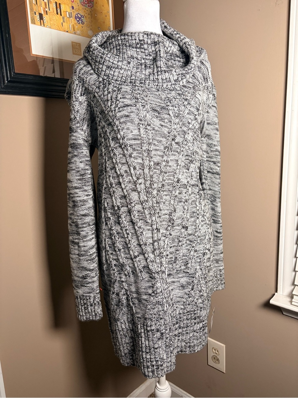 Alyx Marled Gray Cable-Knit Cowl Sweater Dress